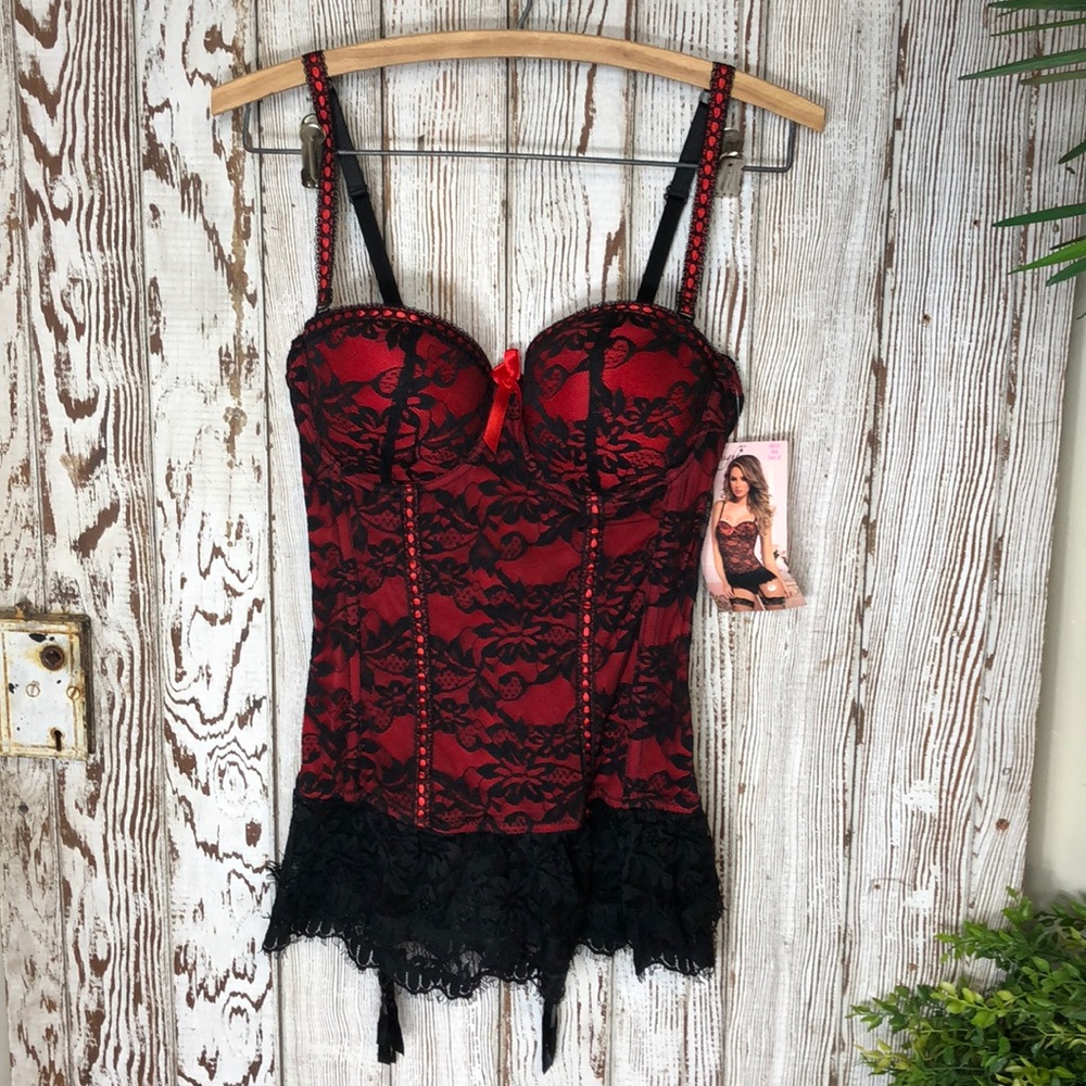 Sexy Red/black Large Lingerie Corset w/ Panties